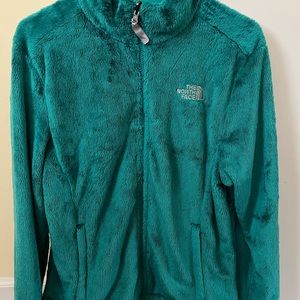 North Face Women’s Large teal fleece jacket.